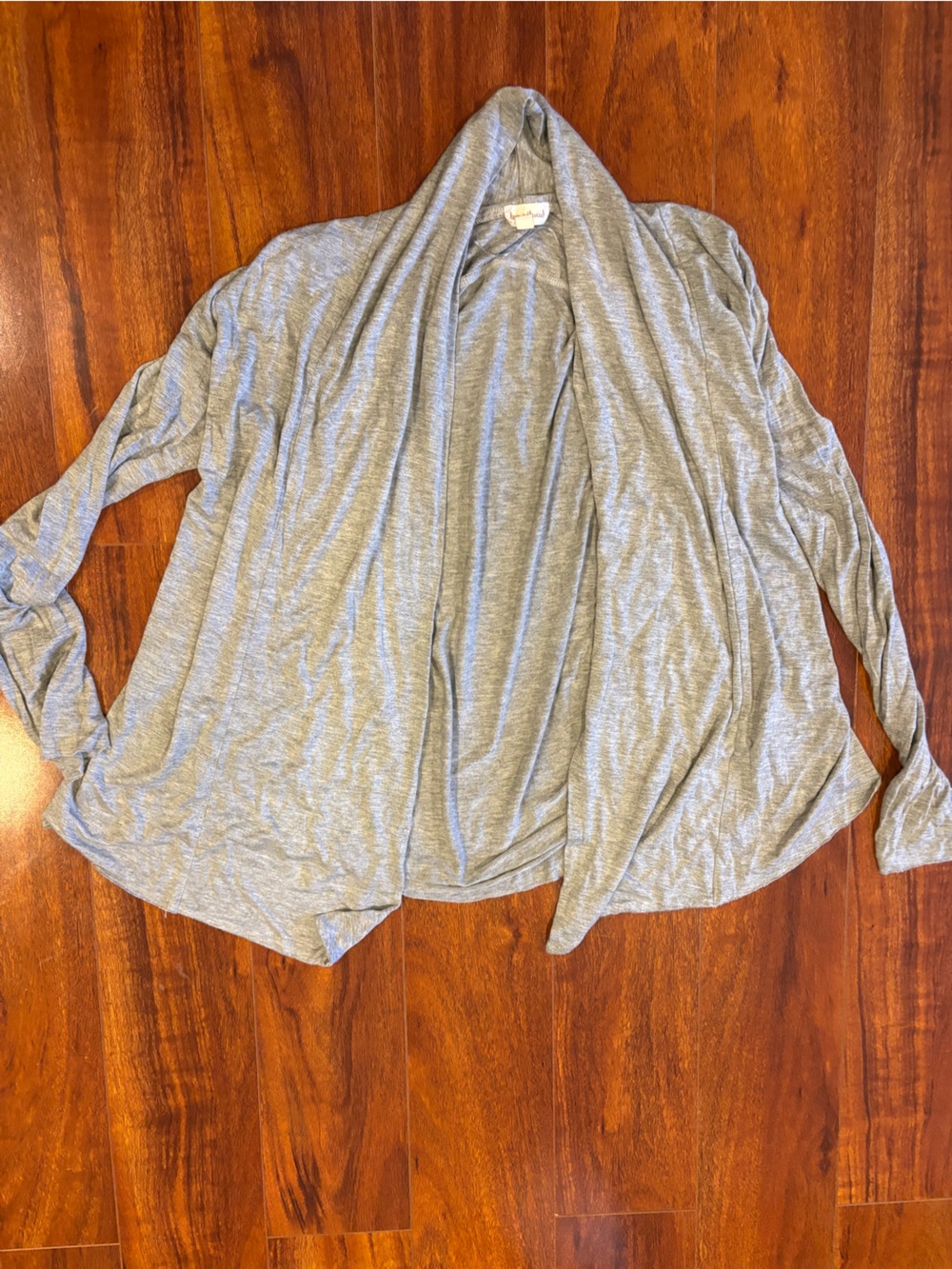 Hem & Thread Light Gray Open Front Draped Cardigan